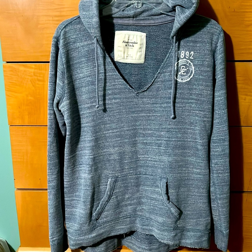 Abercrombie & Fitch Hoodie Vneck Sweatshirt Blue Heather Size XS/Small